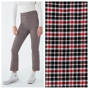 Urban Outfitters red black white plaid high waist kick flare crop Lola stretch 6